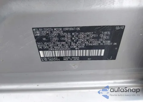 2010 Toyota Rav4 Limited V6 из США, поврежденный, VIN JTMYK4DV5AD004520